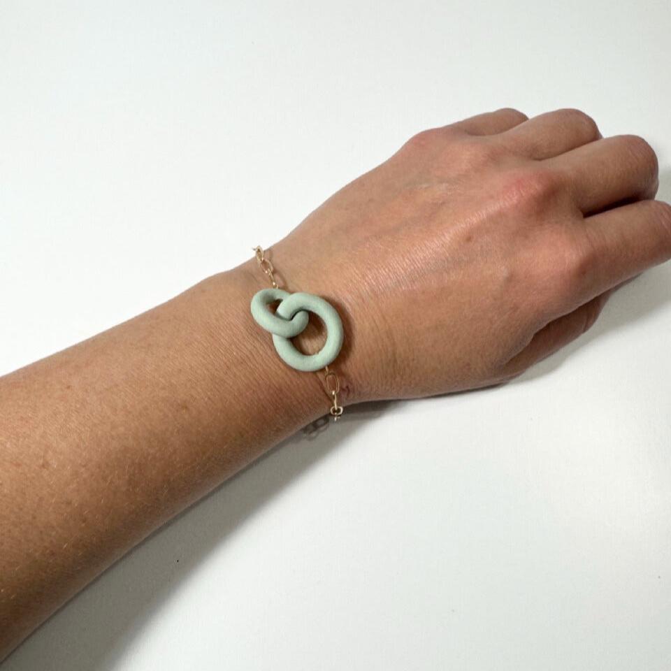 Coil Link Bracelet - Mint/Gold