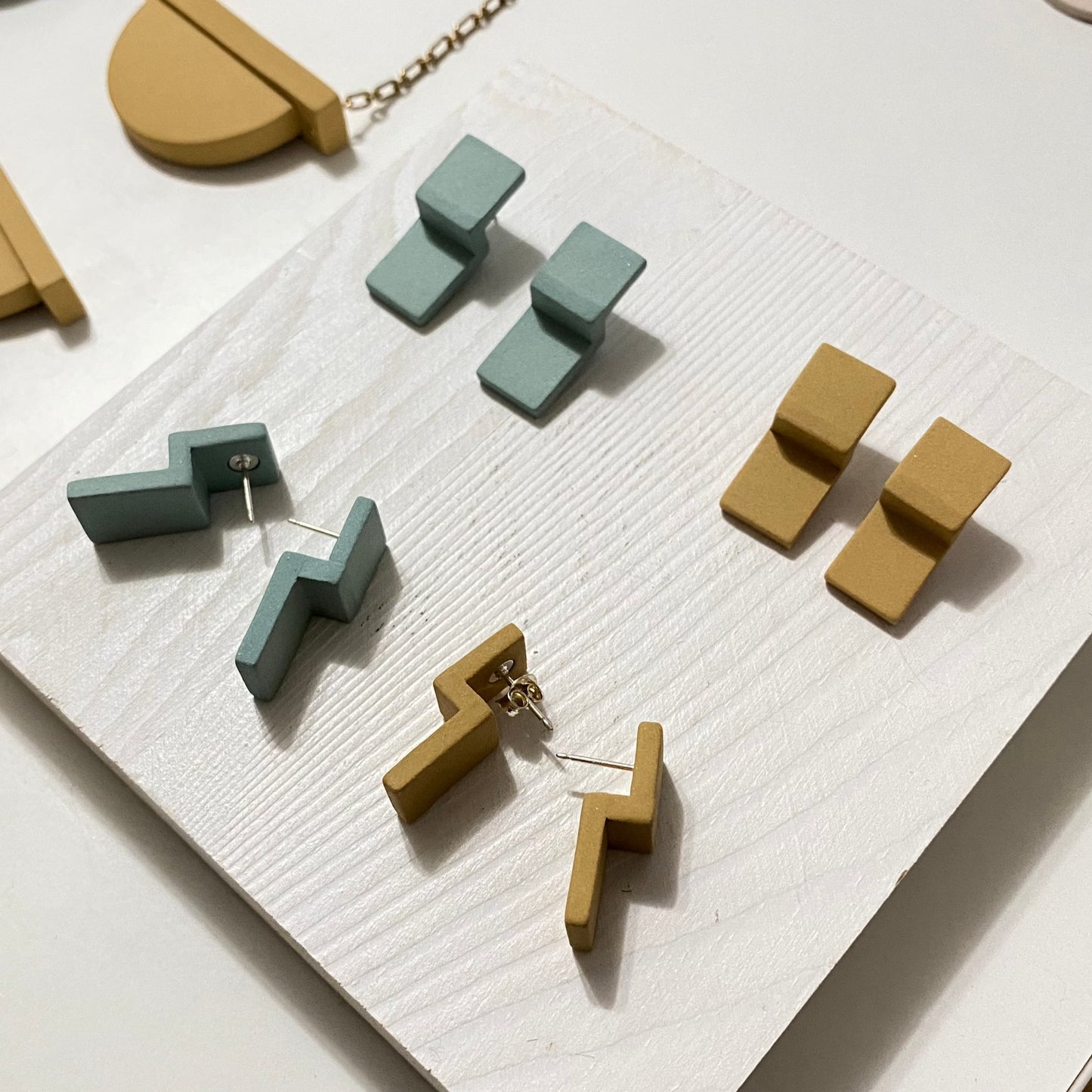 Step Post Earrings - Sand Yellow