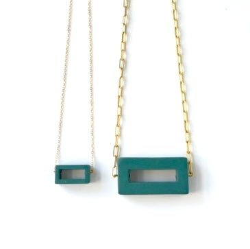 Block Necklace • Macro (brass chain)