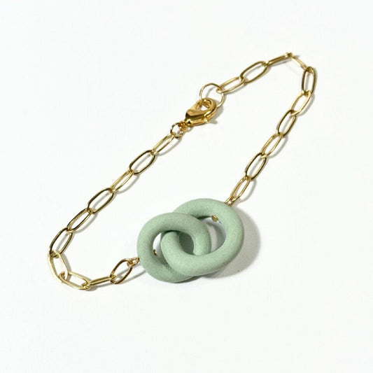 Coil Link Bracelet - Mint/Gold