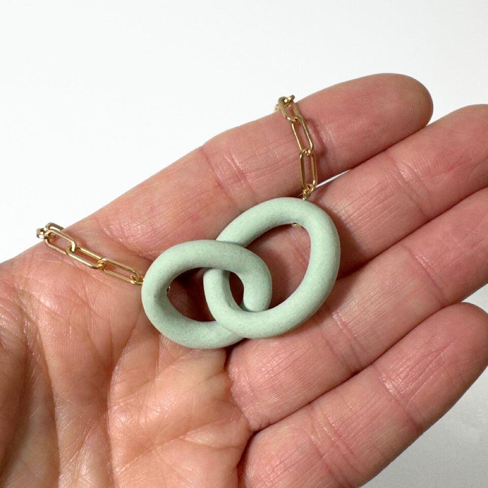 Coil Link Bracelet - Mint/Brass