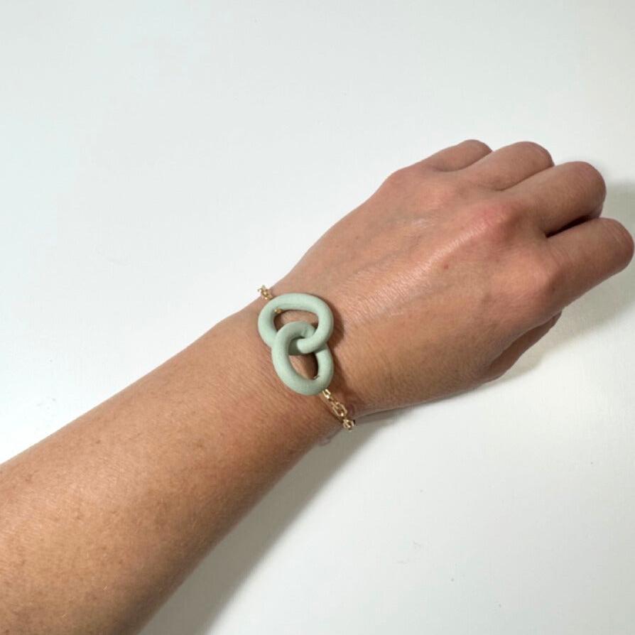 Coil Link Bracelet - Mint/Brass