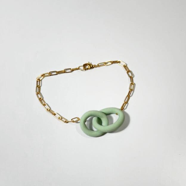 Coil Link Bracelet - Mint/Brass