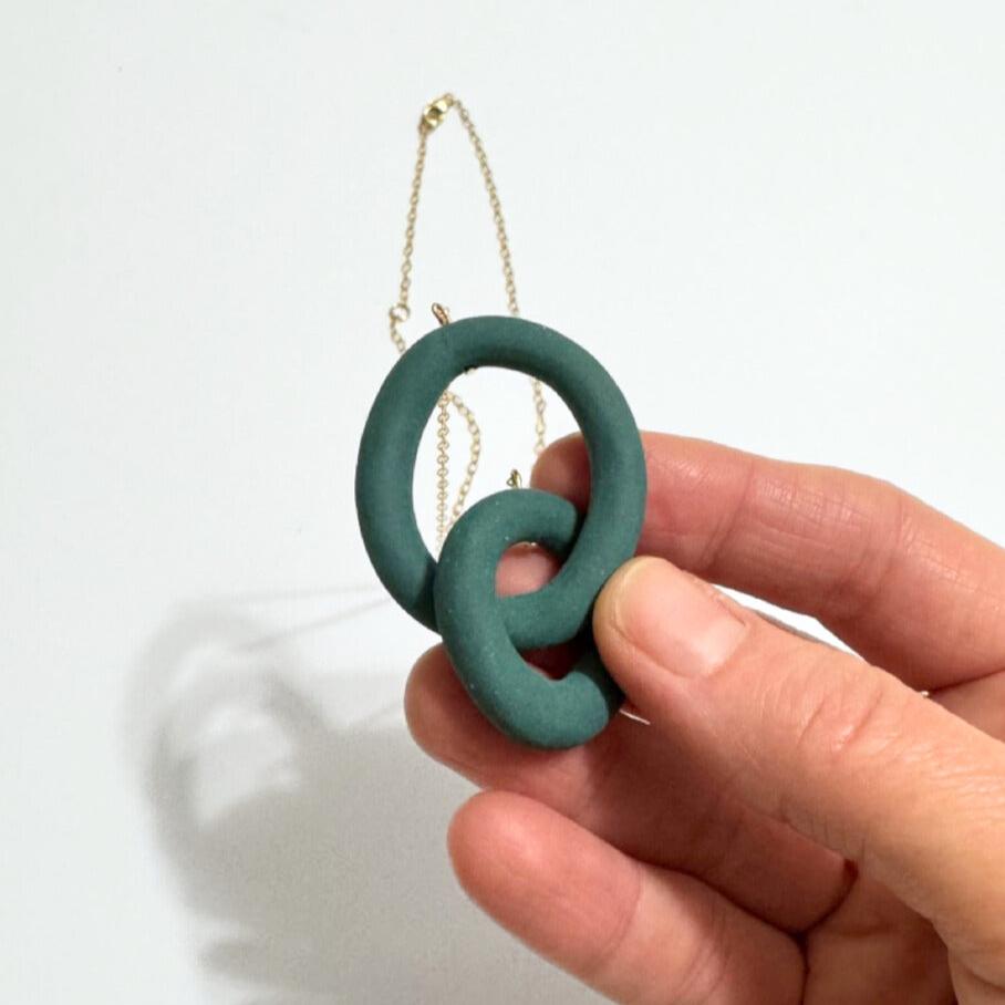 Coil Link Necklace - Blue/Green